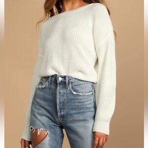 Lulus Double the Fun Ivory Knit Reversible Sweater size Small NWT